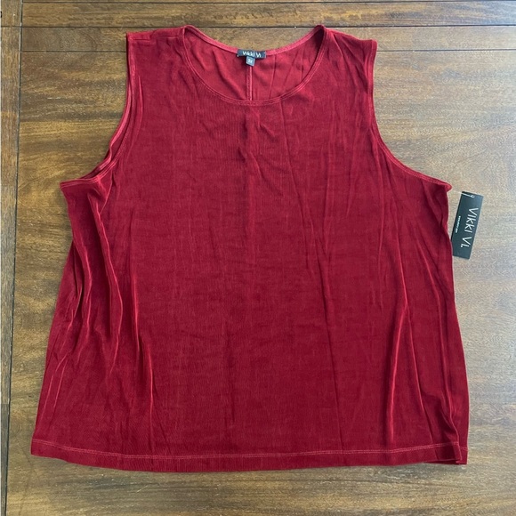 NWT Vikki Vi Classic Layer Tank Women's Plus 3X Dark Red Sleeveless Stretch - Picture 1 of 8